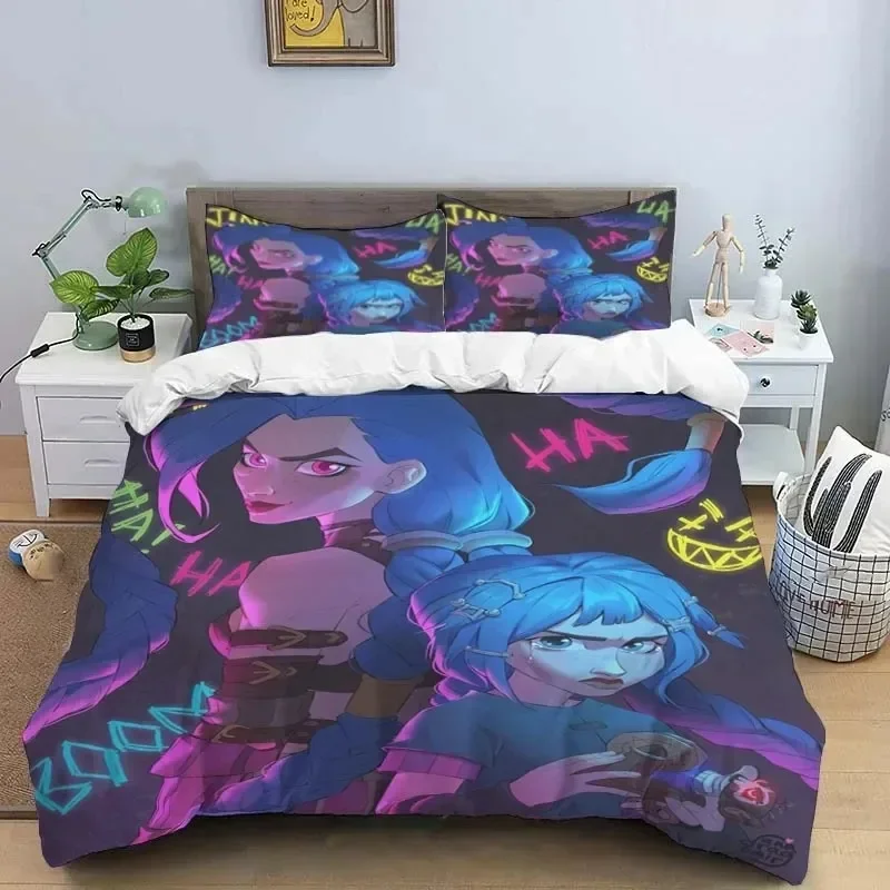 3D Print Jinx Arcane Bedding Set Duvet Cover Bed Set Quilt Cover Pillowcase Comforter king Queen Size Boys Adult Bedding Set