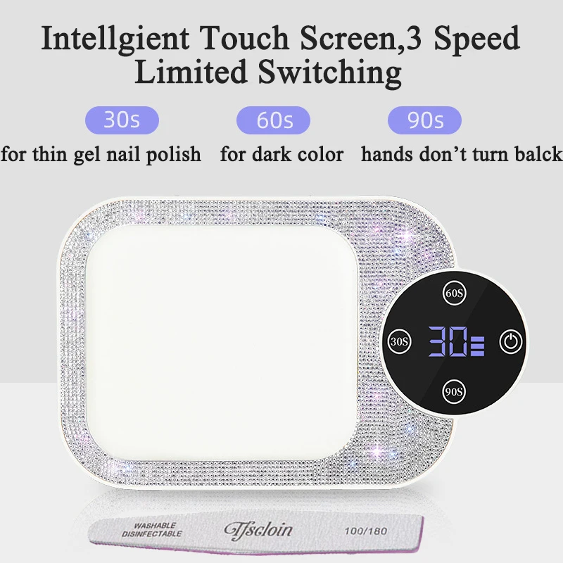 مجفف مصباح الأظافر القابل لإعادة الشحن لعلاج جميع طلاء الأظافر الجل وأضواء الأظافر القوية مع وسادة اليد أداة صالون مانيكير وباديكير