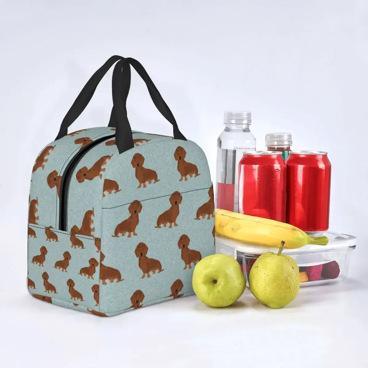 Lunchtas Voor Vrouwen Kinderen Teckel Hond Thermische Koeltas Draagbare Picknick Reizen Dier Canvas Lunchbox Food Bag