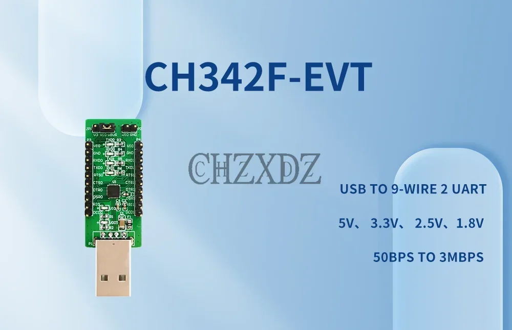 1/2Pcs/Lot CH342F DEMO Board, USB To 9-wire TTL 2 UART, 5/3.3/2.5/1.8V, 50bps To 3Mbps