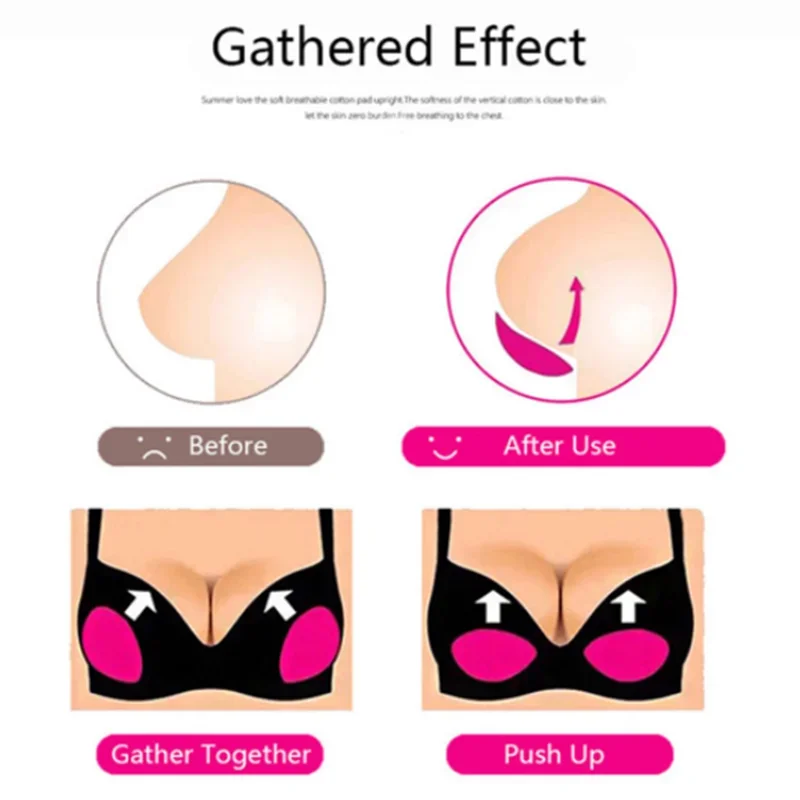 1 Pair Insert Bra Pads Silicone Stickable Waterproof Ultra Push Up Bra Pads Nubra Padded Adding Inserts Cups for Bikini Swimsuit