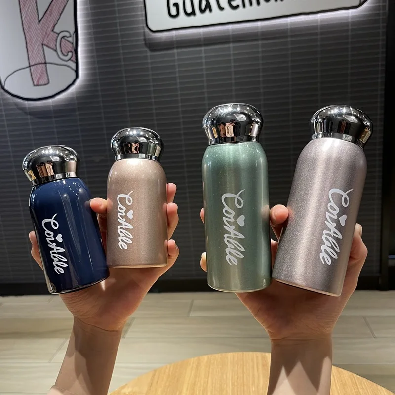 Mini garrafas térmicas fofas de água, frasco a vácuo para crianças e meninas, 200/260ml, bolso 304, aço inoxidável, portátil, copo de bebida isolado