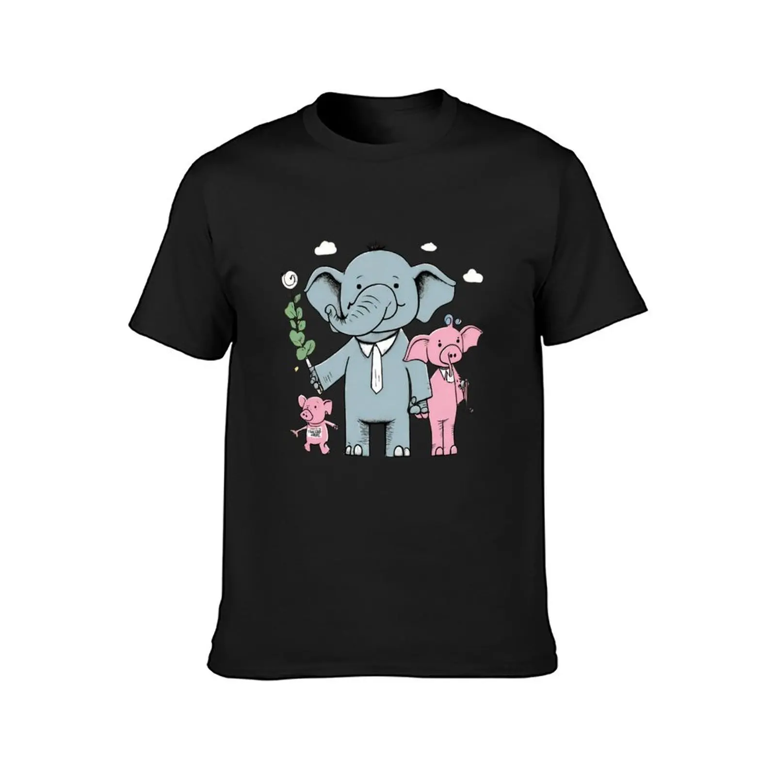 elephant and piggie T-Shirt summer clothes Aesthetic clothing tops sports fans designer t shirt men