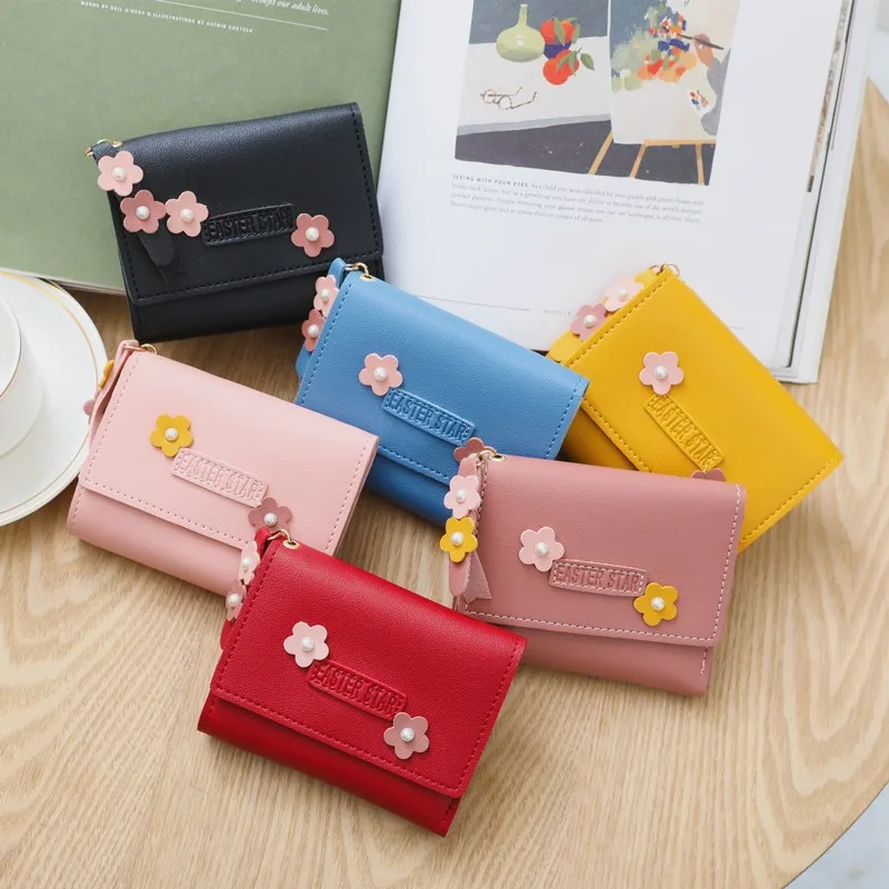 Fashion Short Wallet Women PU Leather Thin Three Fold Card Bag Multifunctional Wallet Card Bag One Piece Travel Accessory