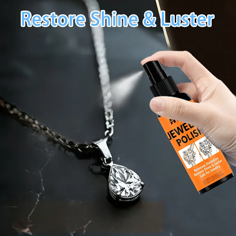 Jewelry Polish Spray, Remove Oxidation, Brighten Gold Silver Rings Necklaces, Mild Safe Care