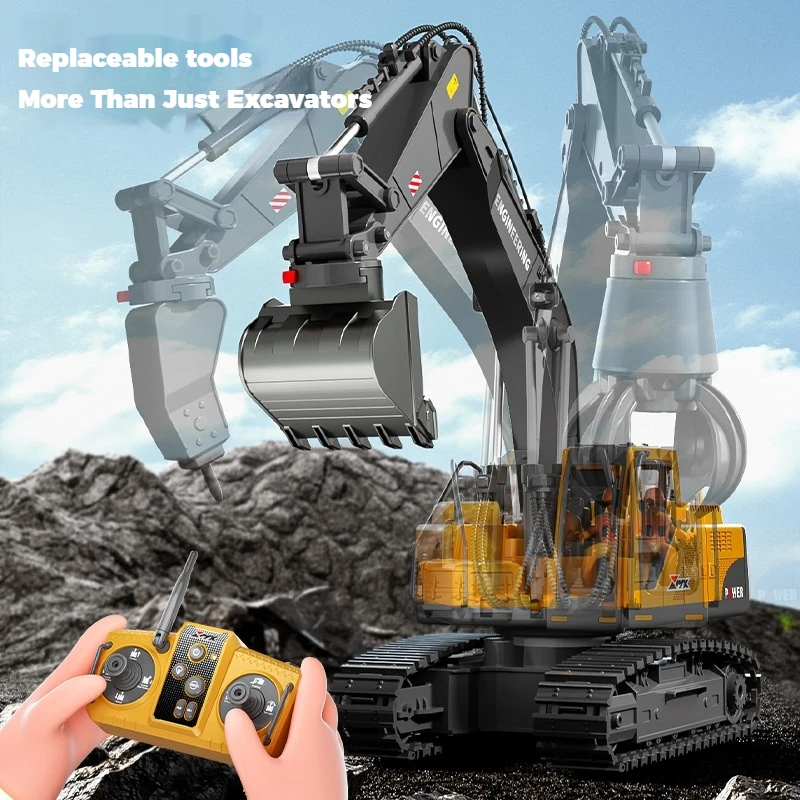 New Product 680 ° Rotation No Dead Angle Simulation Alloy Excavator Construction Vehicle Dump Truck Electric Bulldozer Boy Toy