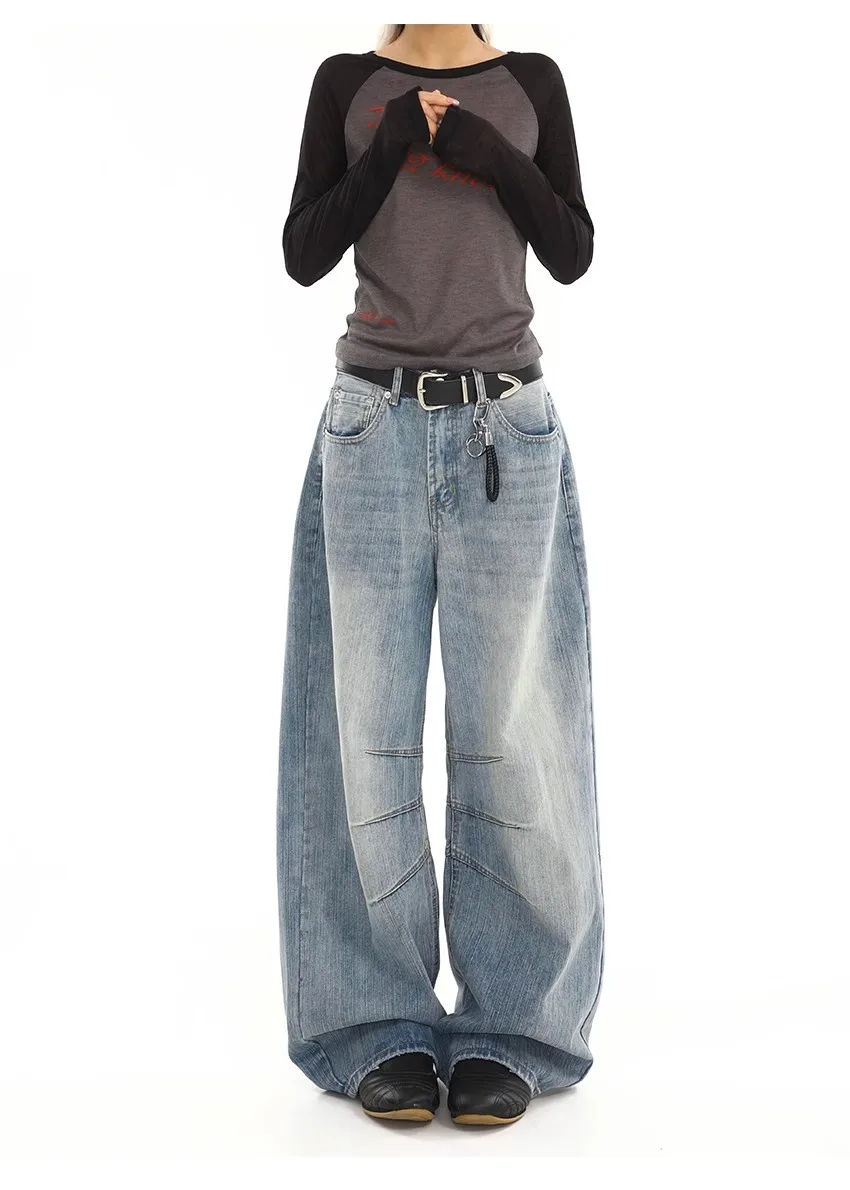 

Wide Leg Denim Pants Male Loose Cowboy Mopping Trousers baggy Women's Jeans Fashion Handsome Washed Streetwear Casual