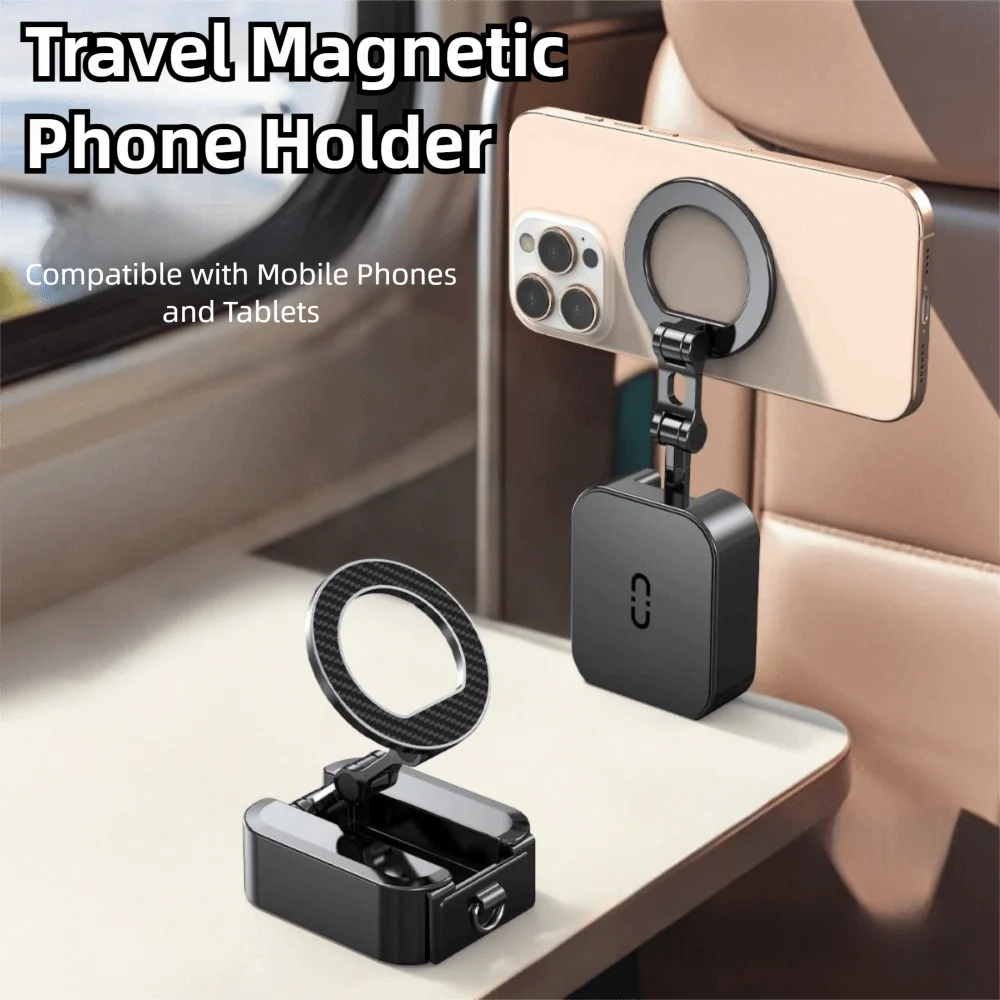 

Складной магнитный держатель для телефона для спортзала с громкой связью 360° ° Вращающаяся подставка для телефона в самолете, портативное металлическое крепление для телефона Magsafe