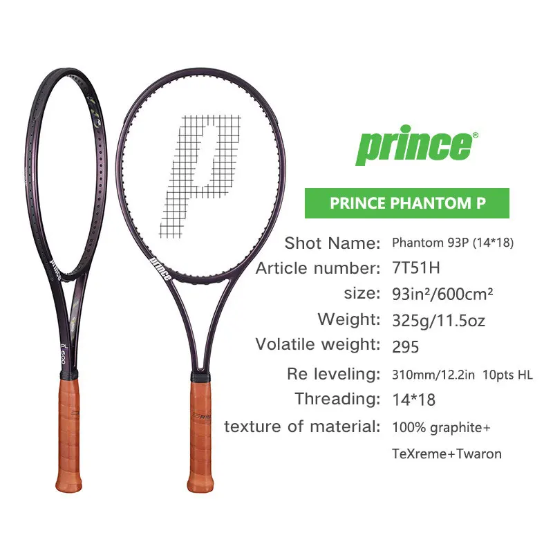 Prince 2022 New Professional Tennis Racquet TXT Tour Series Carbon Fiber Racquet Unthreaded Tour 98 L2