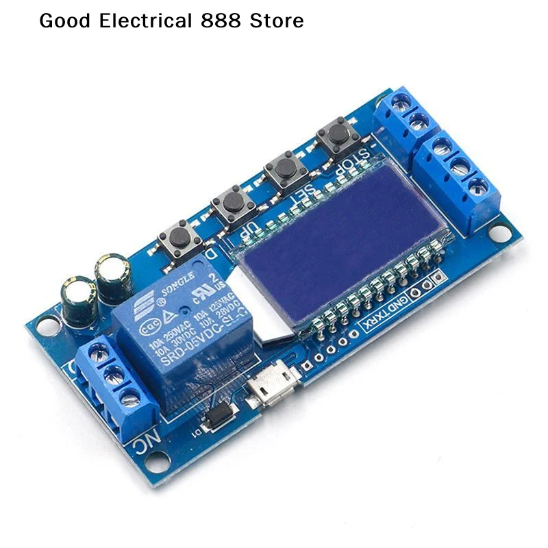 【G】6-30V Micro USB Digital LCD Display Time Delay Relay Module Control Timer Switch Trigger Cycle Module XY-LJ02