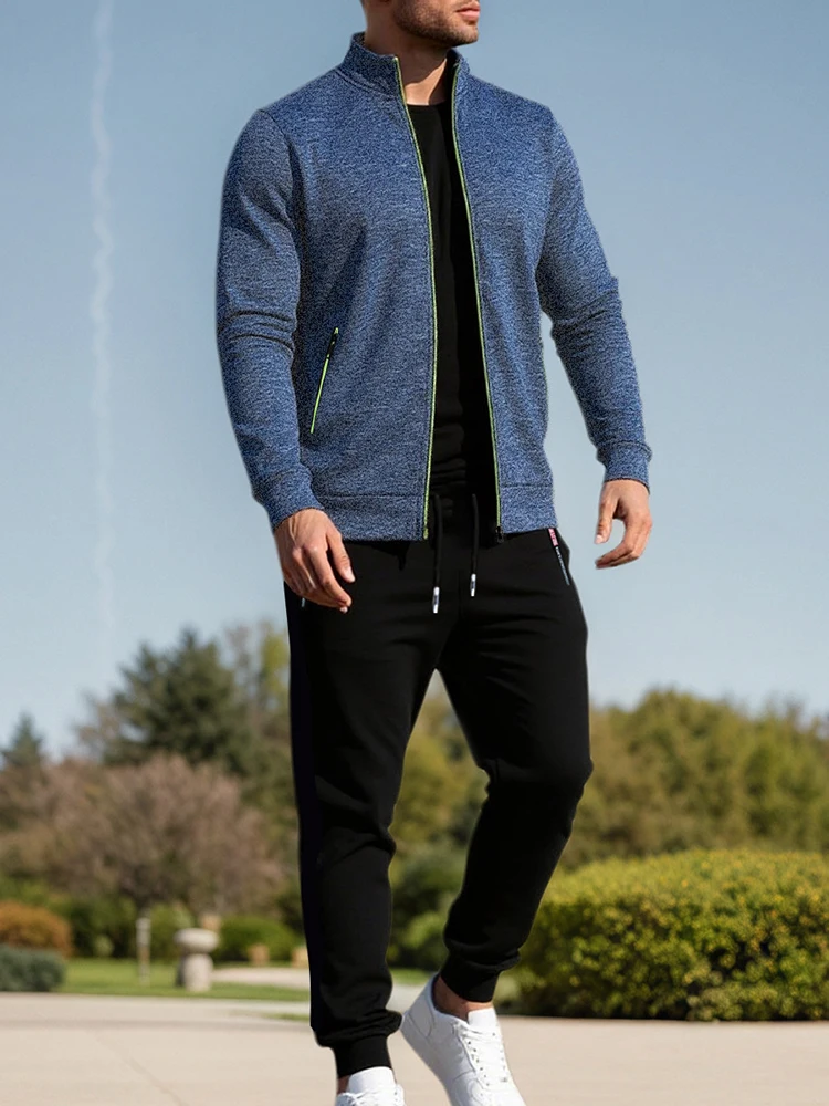 

Autumn Winter Casual Long Sleeve Jackets And Pants Suits Men Daily Leisure Slim Tracksuits Vintage Knitted Two Pieces Sets Mens