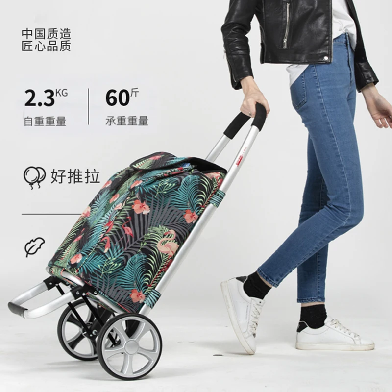 

Shopping cart waterproof folding shopping elderly climbing stairs hand-pulled cart folding portable trolley