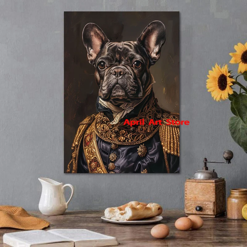 Rottweiler Bulldog Poodle Basset Dog Royal Suit Portrait Poster Prints Canvas Painting Wall Art Picture Living Room Home Decor