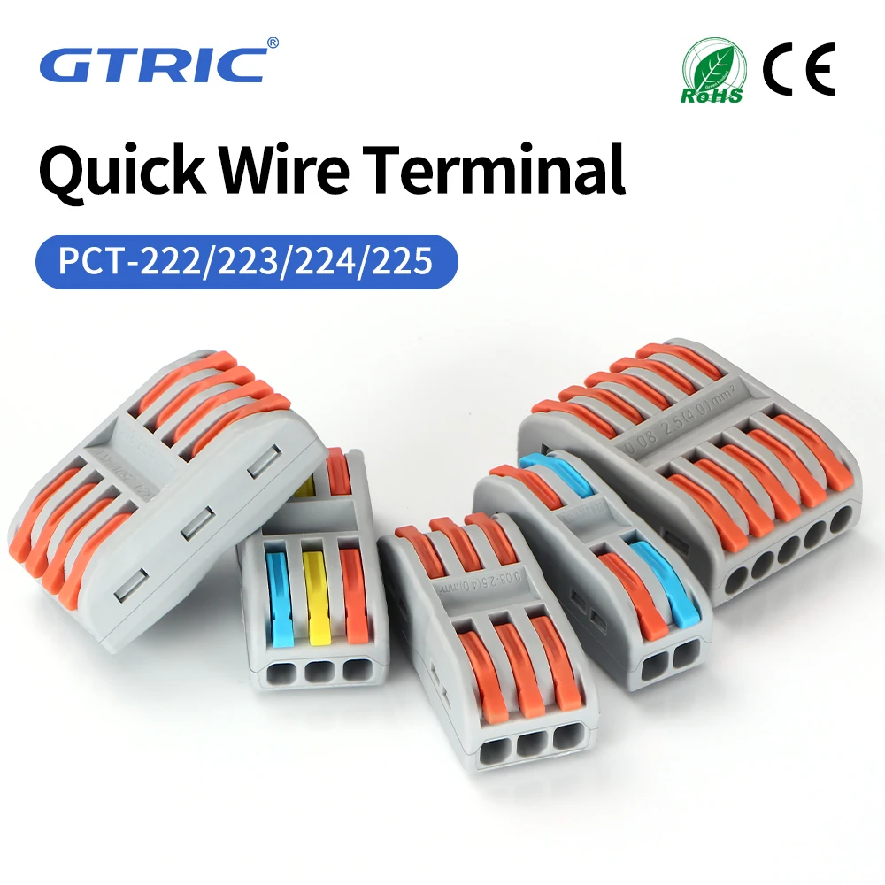 GTRIC Quick Wire Connector Terminal  2-8 Port Multiway Fast Locking Parallel Circuit Joint Block 30/50PCS PCT Lamp Wire Connecto