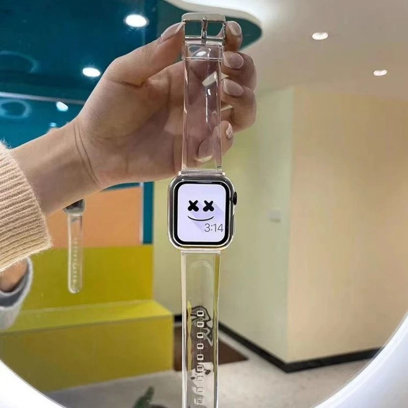 Transparentes Armband für Apple Watch Ultra 49mm 46 42 45 4140 44 38mm Glacier Clear Armband iWatch SE 12 11 10 9 8 7 6 5 4