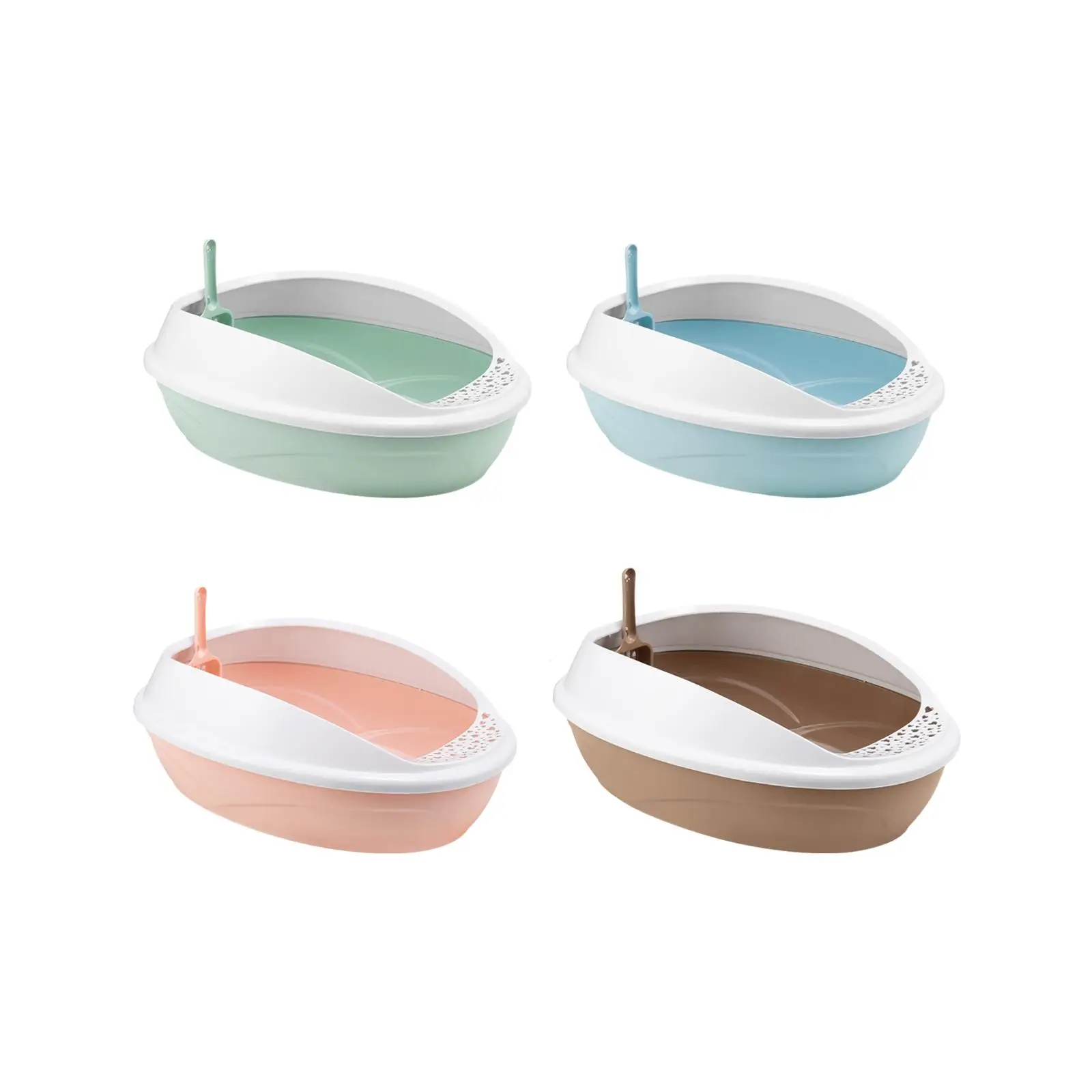 Cat Litter Basin, Open Top Pet Litter Tray, Kitten Potty Toilet, Bedpan with High Side for for All Kinds of Cat Litter