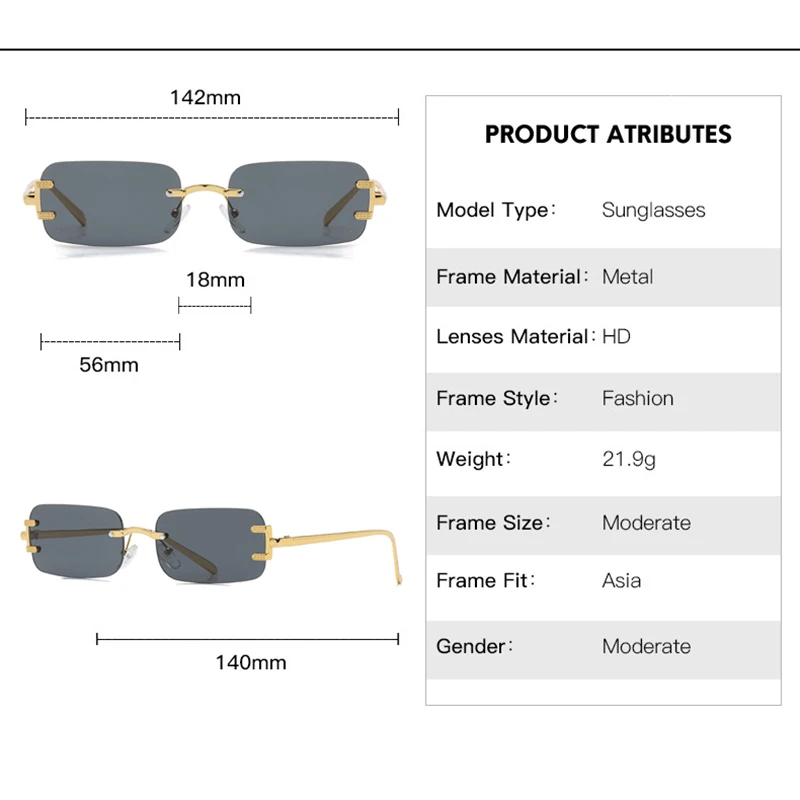 Rimless Cutting Square Sunglasses Women Men Luxury Brand Design Sun Glasses For Female Trend Fashion Vintage Metal Shades UV400 image 4
