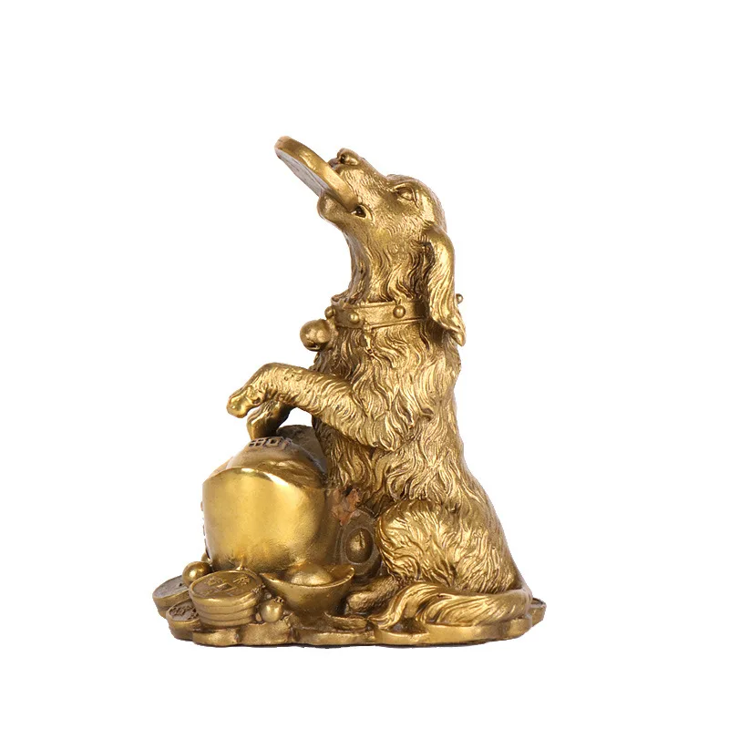 Decorative Zodiac Figurine, Craft for Home and Shop Decoration, Copper Ingot , Money Dog