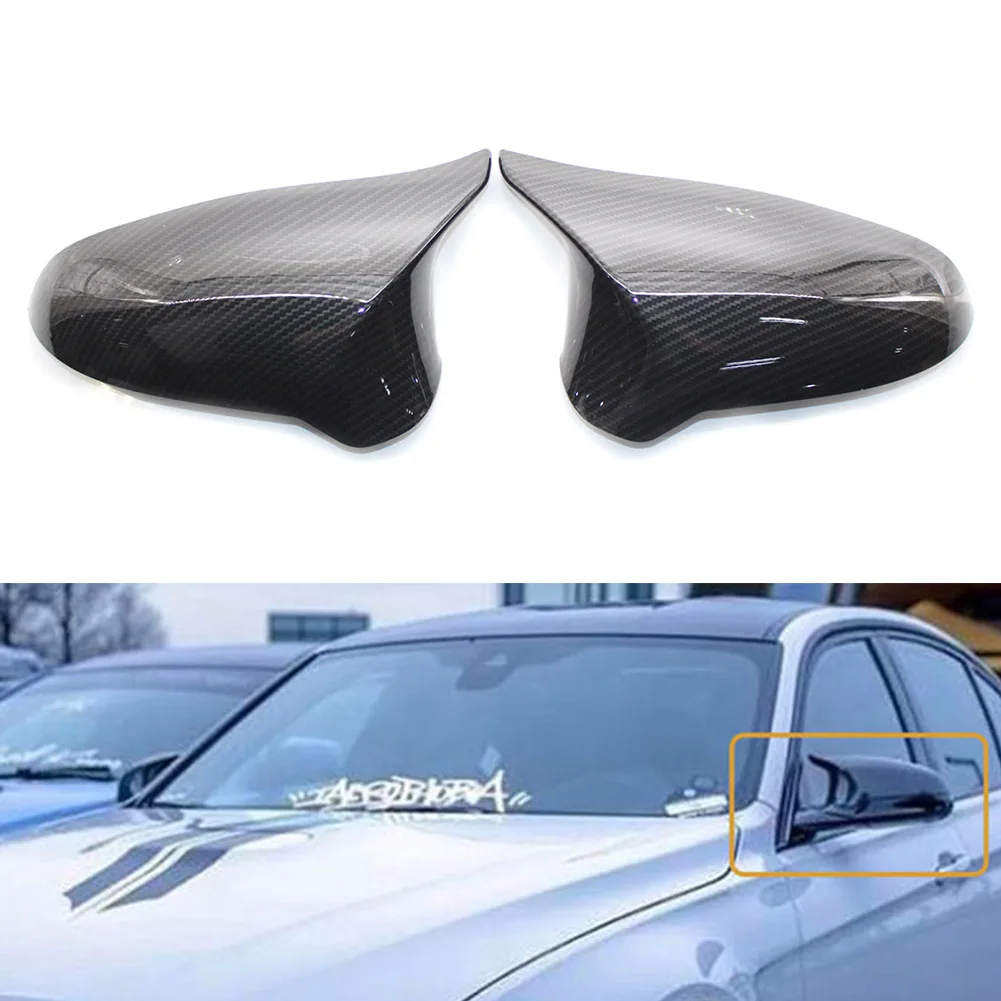 2Pcs Carbon Fiber ABS Car Rearview Mirror Cover Side Mirrors Cap For BMW F80 M3 2015-2018 F82 M4 2016-2019 M2 19-20 Competition