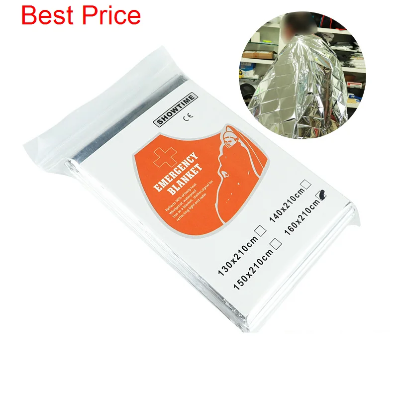 100Pcs Outdoor Portable Multi-functional First-aid Blanket 210 * 130 Double-sided Silver S'urvival Blanket Sunscreen Blanket