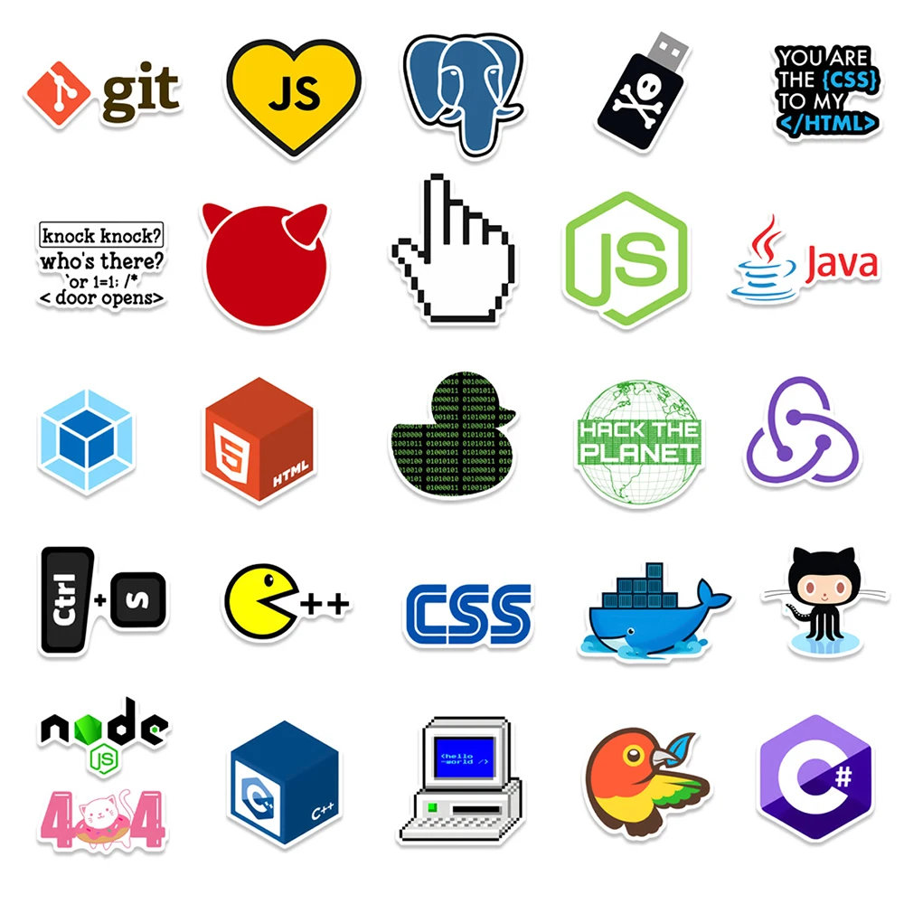 10/30/50pcs Internet Programmering Stickers Geek Php Docker Html Java Cartoon Decals Bagage Telefoon Laptop grappige Graffiti Sticker