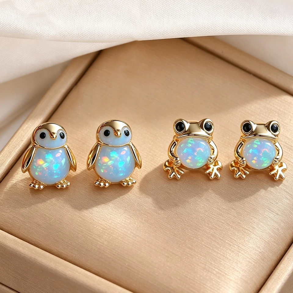 ZAKOL 1 Paar Niedliche Pinguin-Frosch-Ohrstecker, Exquisiter Tierschmuck, Alltagsaccessoires, Geburtstagsgeschenk – Detail 2