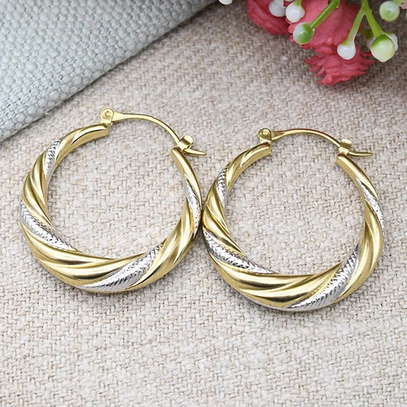 Huitan Trendy Edle Zweifarbige Farbe Creolen Für Frauen Hochzeit Verlobung Party Täglich Vielseitige Accessoires Schmuck Geschenk