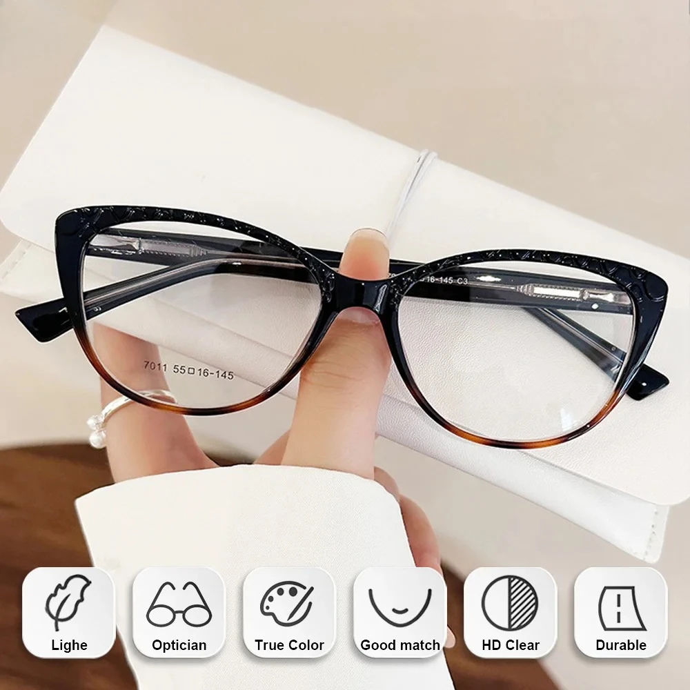 نظارات OLLYMURS بسيطة وأنيقة على شكل عين القطة مضادة للضوء الأزرق للنساء نظارات طبية مخصصة نظارات بصرية تقدمية #3