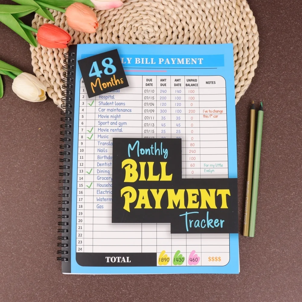 Household Expense Planner 48 Month Spending and Bill Tracker with Calendar and Debt Payoff Planner