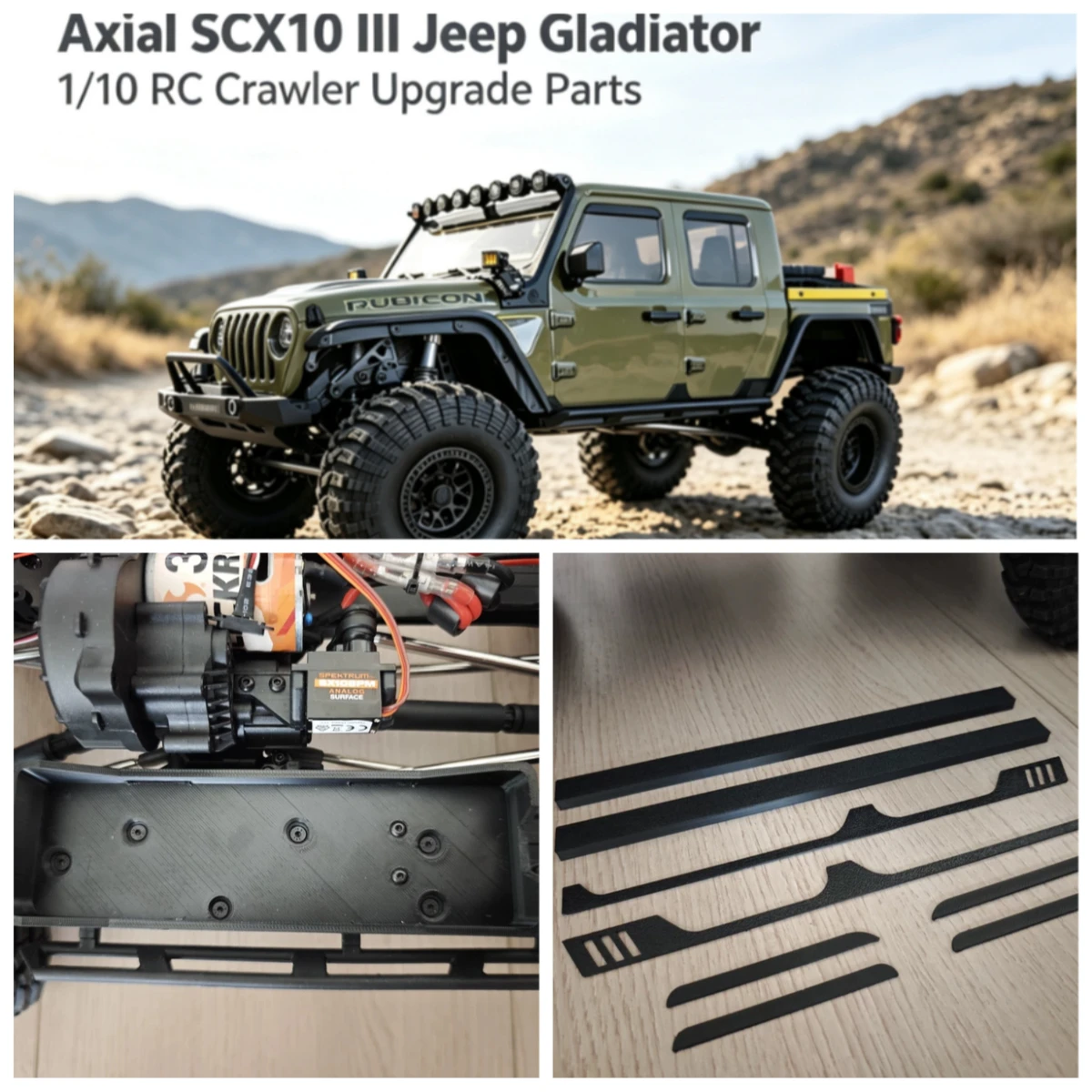 3D Printed Enlarged Battery Box Rain Visor Door Trim Shell Support for Axial SCX10 III Jeep Gladiator 1/10 RC Crawler Upgrade