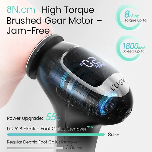 Imagen 2 del producto LG 628 Removedor eléctrico de callos para pies, baja velocidad ​ ​ Dispositivo de pedicura de alto par para pies lisos, herramientas para el cuidado de los pies