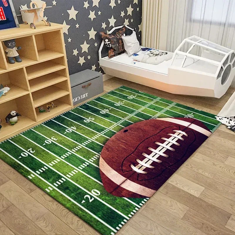 American Football Field Home Décor Dywaniki z nadrukiem Duży obszar dla nastoletnich chłopców Sypialnia dziecięca, antypoślizgowy kryty dywan podłogowy Mata do jogi