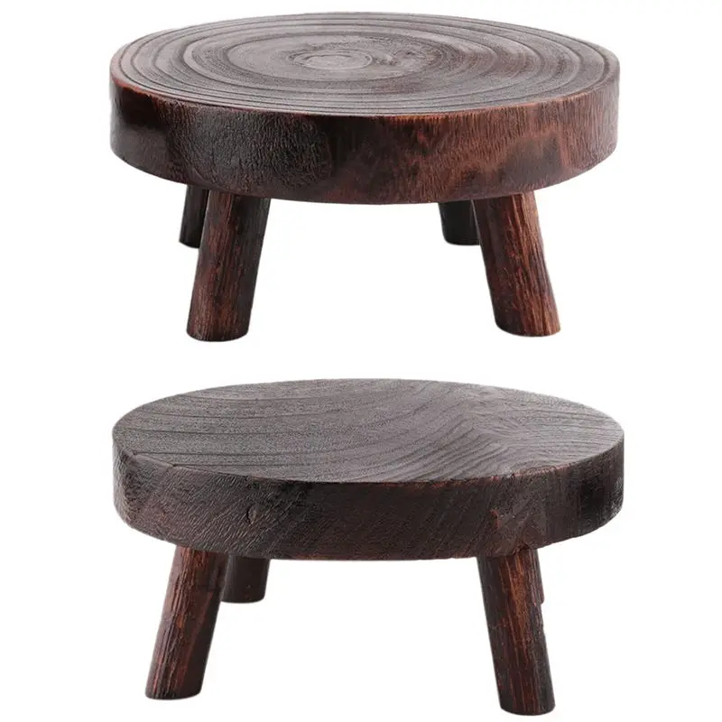 

A67P-2Pcs 8IN круглая подставка для растений, подставка из цельного дерева, подставка для цветочного горшка из дерева, поддержка растения для дома и улицы