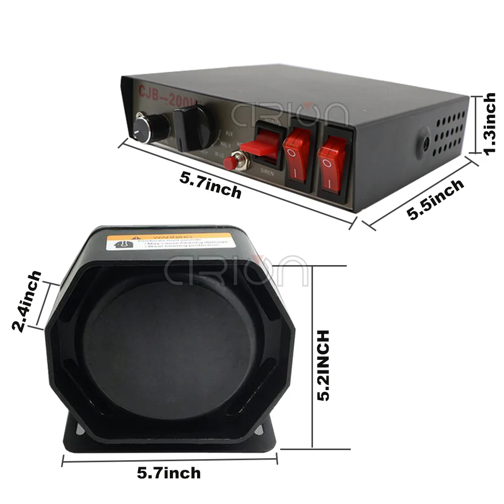 Car Horn Warning Alarm Police Fire Emergency Siren 8 Loud Tone Sound Microphone Loudspeaker System Speaker 200W 12V 24V