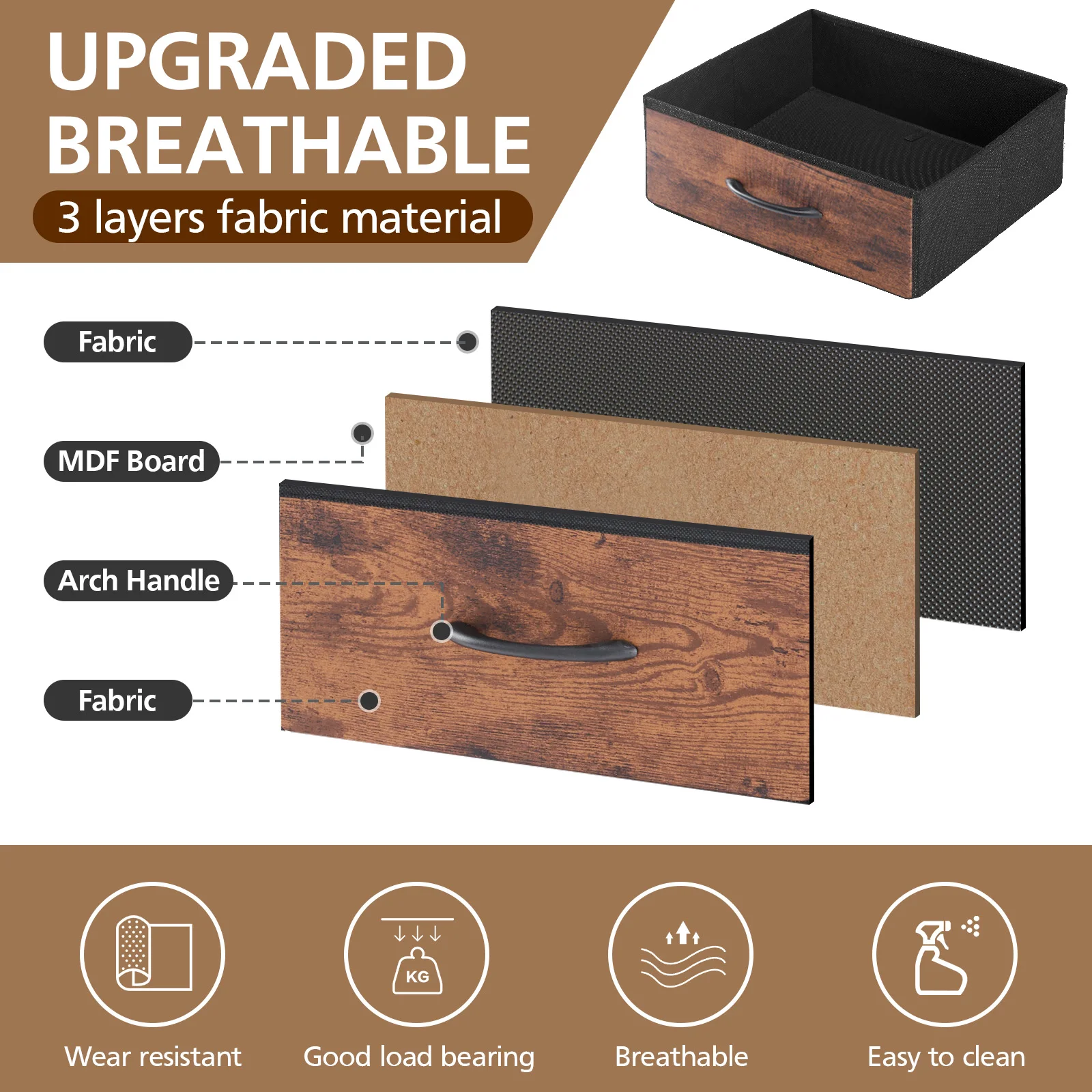 JHK غرفة المعيشة 5 خزانة بأدراج قماش مع محطة شحن ومنافذ أقدام قابلة للتعديل وشريط إضاءة متغير من الأثاث #5