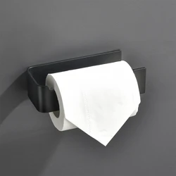 Aluminum Paper Roll Holder Black Toilet Tissue Hanger Free Punch Paper Rack Bathroom Accessories WC Tissue Hanger Kitchen Paper