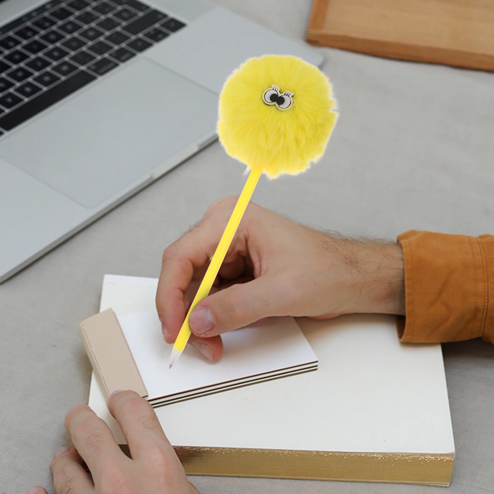 

6pcs Cute Ballpoint Pom Pom Topper Student Signature Decorative Pens For Smooth Writing Pen Portable Cartoon Pens