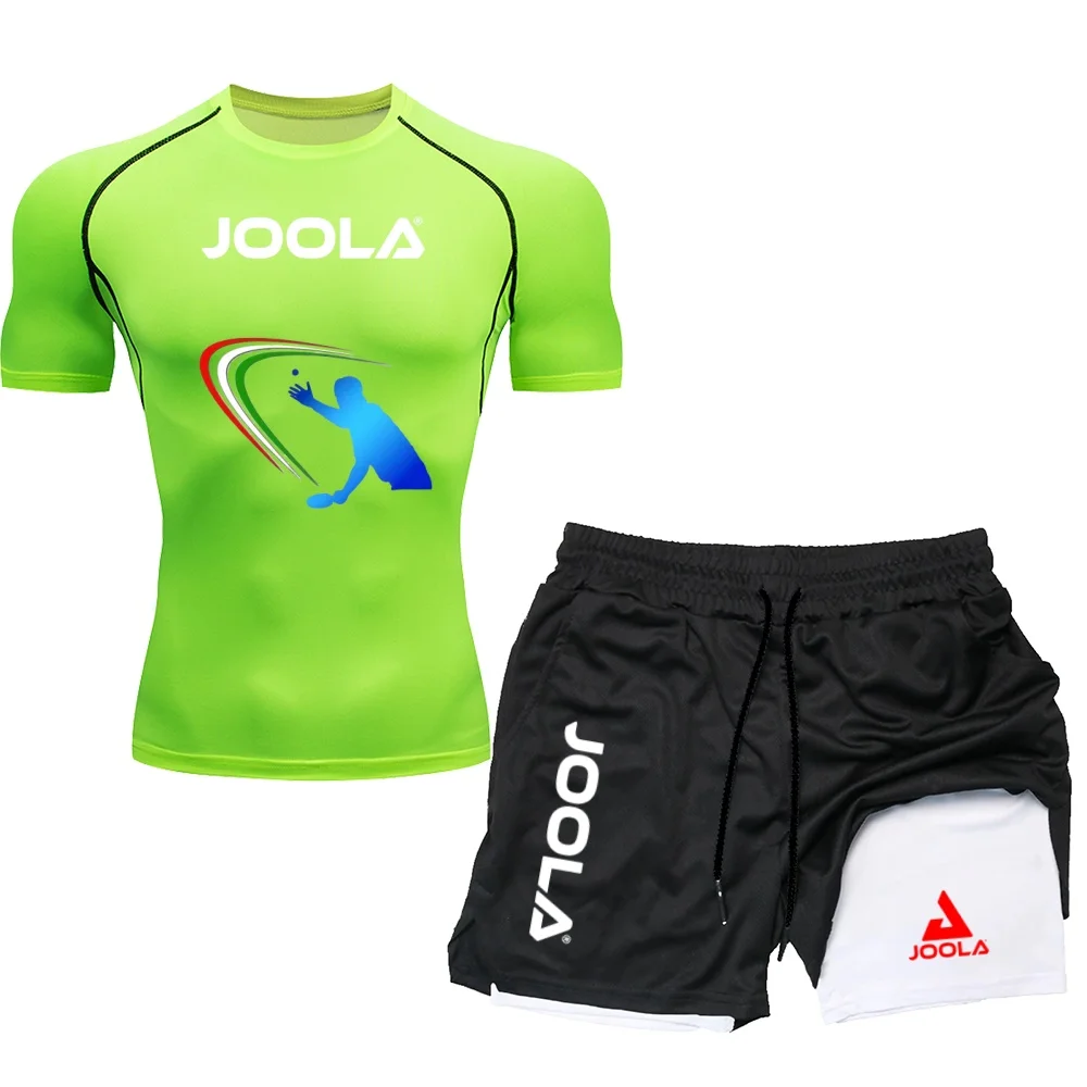 JOOLA Brand Authorized Men's Two-Piece Table Tennis Shirt T-Shirt Shorts Set Gym Fitness Sportswear
