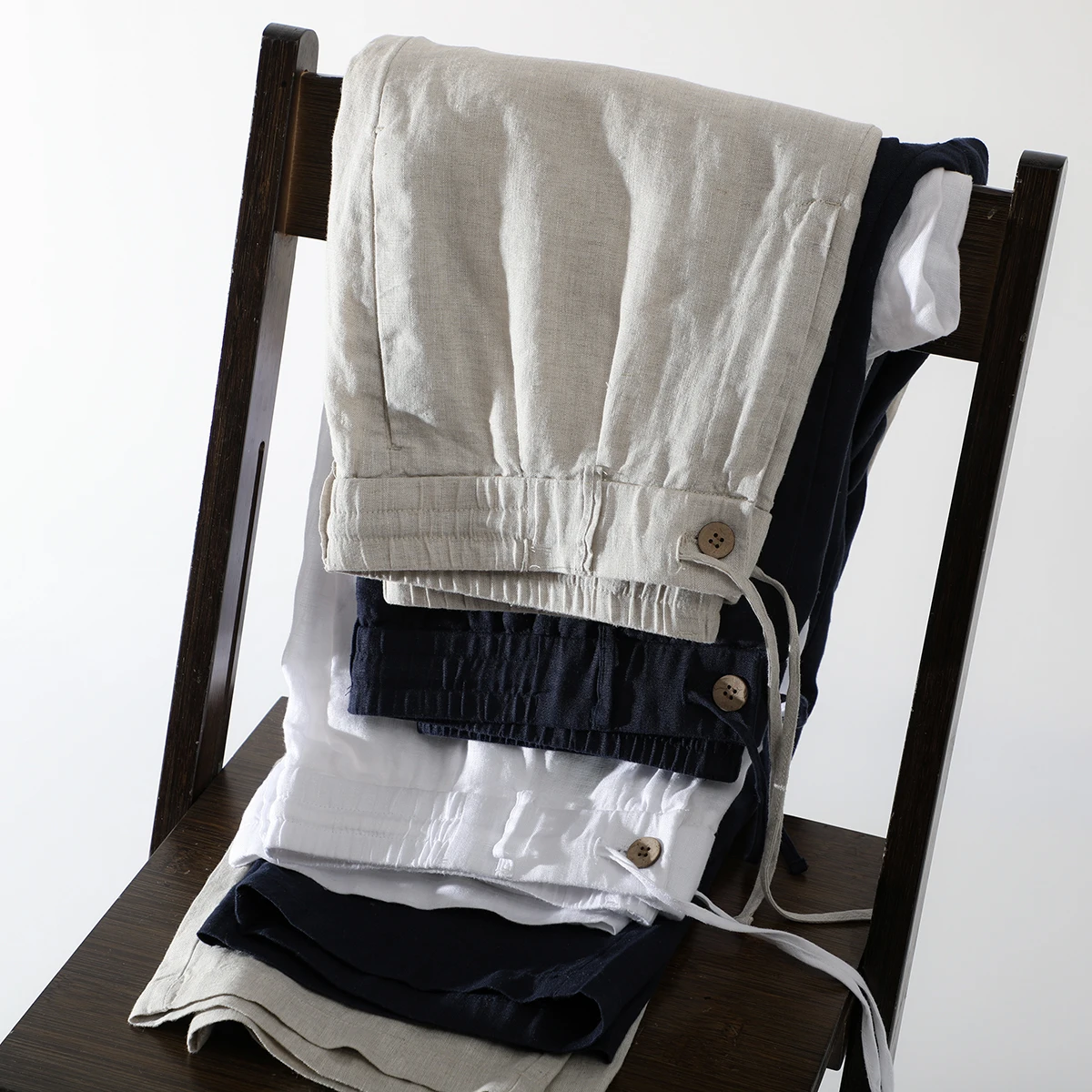 l الكتان الرجال الصيف السراويل فضفاضة تناسب مرونة الخصر رقيقة تنفس عادية مستقيم الساق بنطلون Faionable الحضرية Sle #4