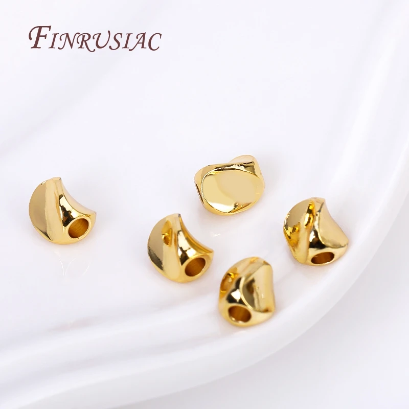 18 Karat vergoldete Twist-Perlen, unregelmäßig facettierte Spacer-Perlen, Messing-Metall perlen für DIY-Halskette Armband Schmuck herstellung – Detail 12