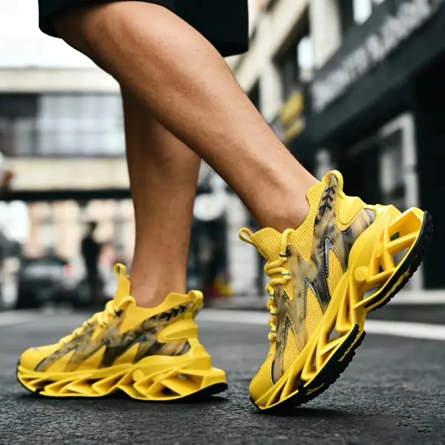 

Jifffly Men's Outdoor Sports Mesh Laced Running Shoes High Top Casual Shoes Laced Running Shoes Heightening Slow Running Shoes