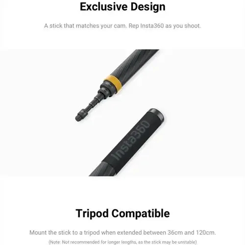 Insta360 New 3m Ultra-long Extended Edition Carbon Fiber Selfie Stick For Insta 360 ONE X2 /ONE R/ONE X view 2