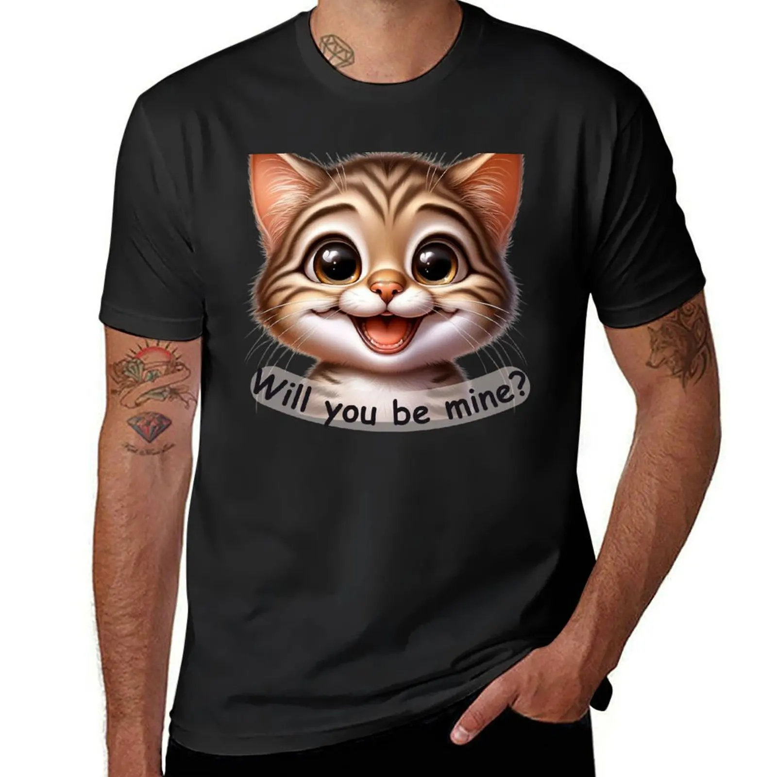 Will you be mine? - cat, kitty, love, positive T-Shirt graphics customs korean fashion mens graphic t-shirts anime