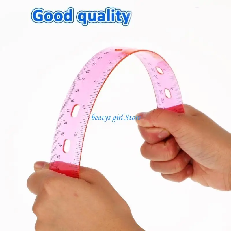 

C7AB Math Ruler Colorful Drawing Ruler with Inches Centimeters Scale for Measuring