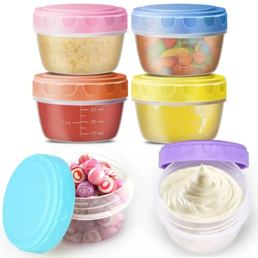 Dressing Containers with Lids - 6 Pack *2 OZ Salad Dressing Container, Reusable BPA-free Sauce Containers, Portable Twist Top F