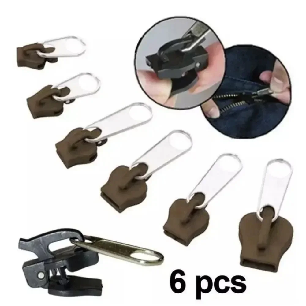 6pcs Instant Zipper Universal Instant Fix Zipper Repair Kit Replacement Zip Slider Teeth Rescue New Design for Sew Zipper Slider