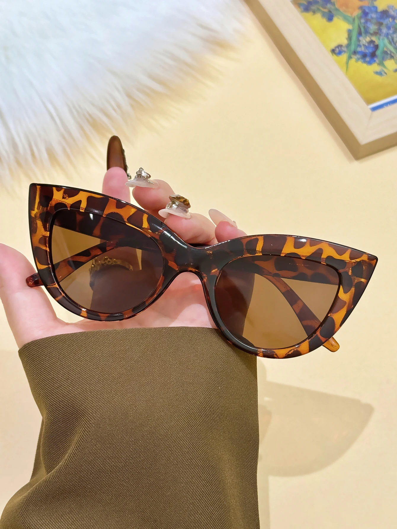 1 Stück Hot Girl Style Tortoiseshell Cat Eye Sonnenbrille für Damen, UV-Schutz, modisch für Party/Urlaub