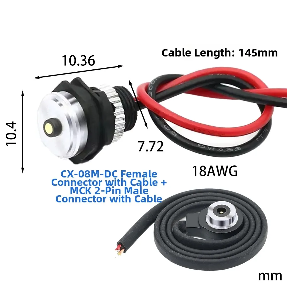 2.8A 12V Waterproof Magnetic Charging Cable Male Female Anti Short Magnetic Head For Wearable Devices