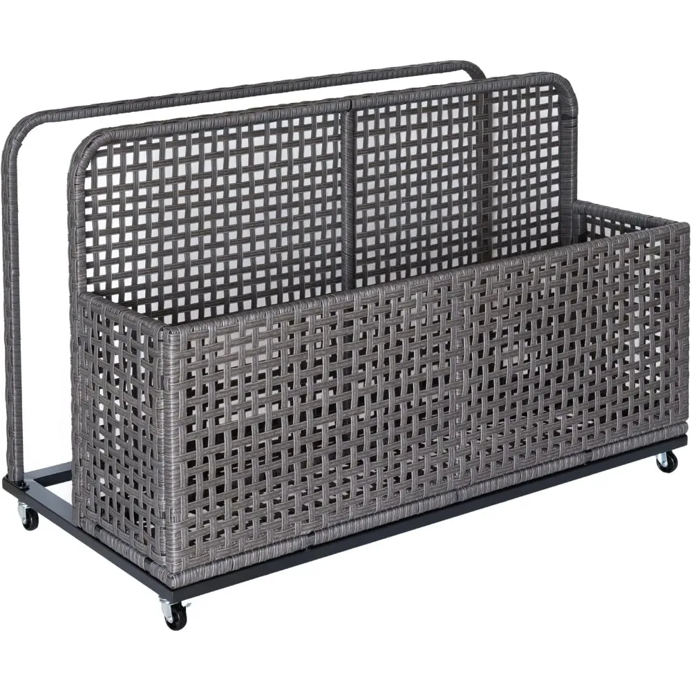 

Outdoor Poolside Float Storage Organizer Patio Poolside Float Storage Basket, Outdoor Rolling PE Rattan Pool Caddy Rattan Pool