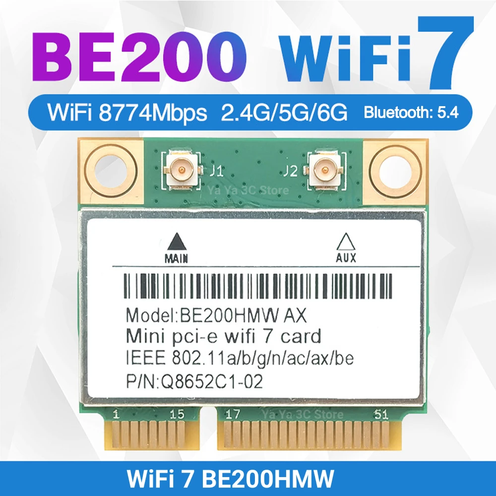 WiFi 7 BE200HMW 2.4G/5G/6GHz Tri-Band Wifi Network Adapter Bluetooth 5.4 BE200 Wireless Dongle For PC/Laptop For Win10/11 WiFi6E